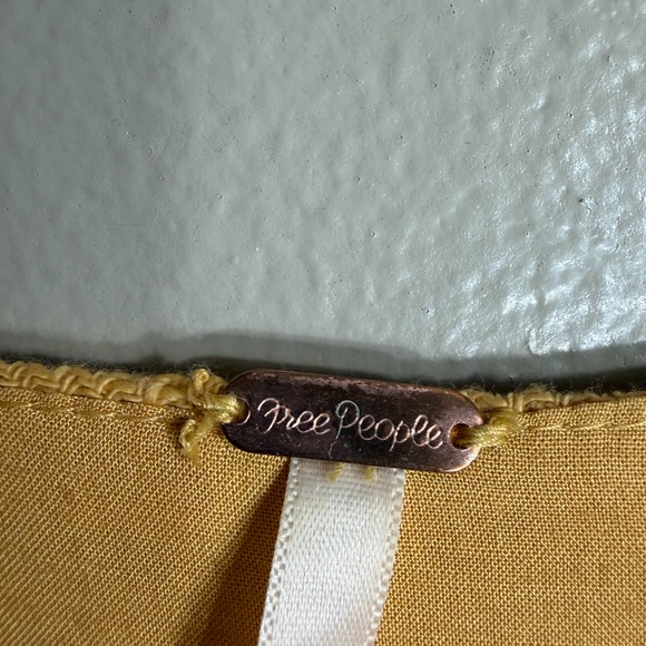 Free People Love My Life Mustard Yellow Button Front Midi Dress Boho XL - Picture 4 of 9